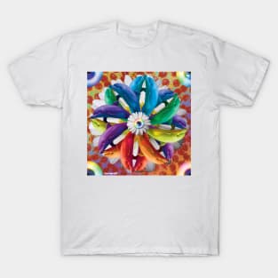 Rainbow Dolphin Pin Wheel Pizza Explosion T-Shirt